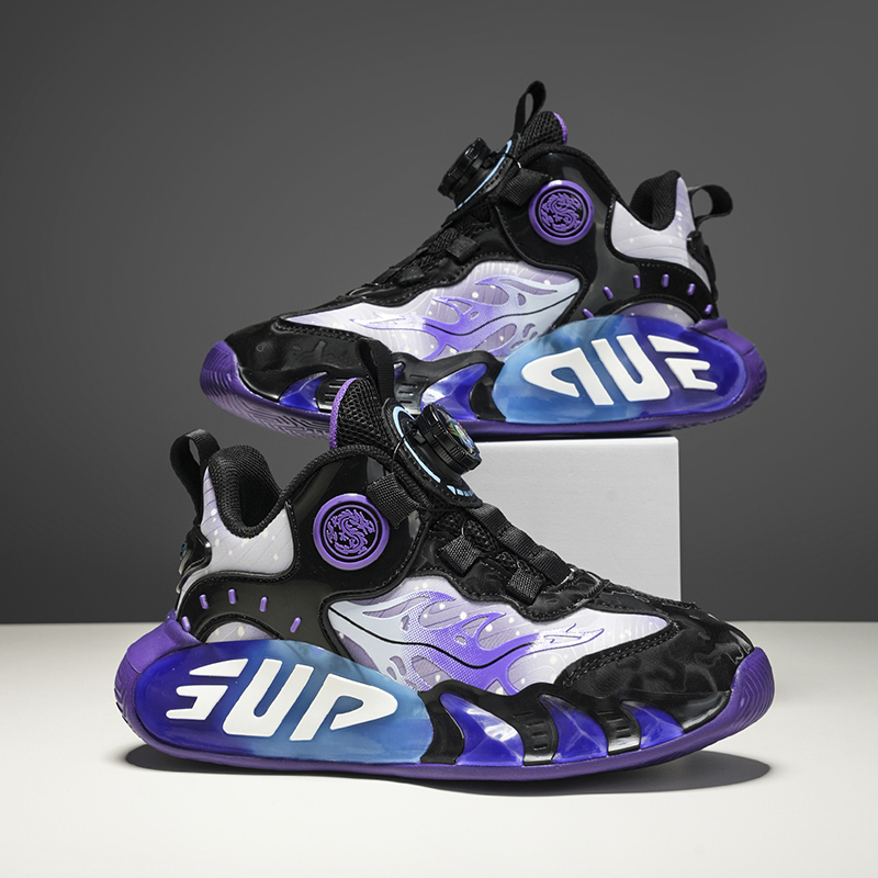 Badminton Kids - Kids Basketball Shoes Rotating Buckle Tennis