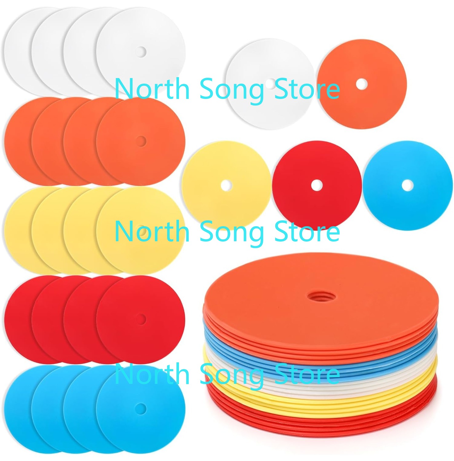 Court Marker Cone - 20 Pcs 6'' Flat Cones Spot